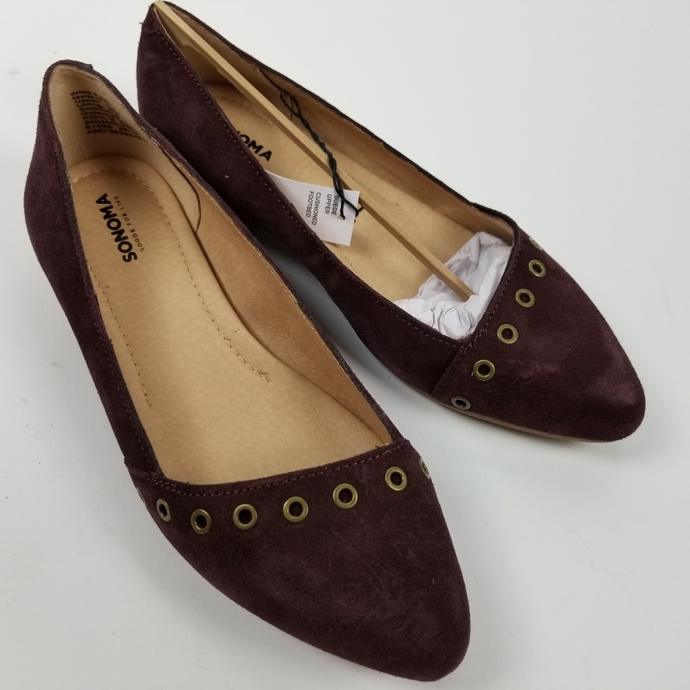 Sonoma Suede Flats‎ Hadlee Wine Size 8 Med NWT